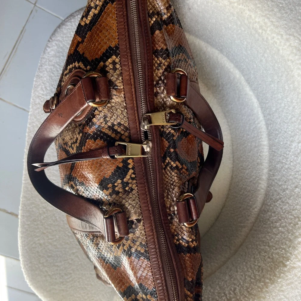 Rare Gucci Python Brown Large Tote - Picture 8 of 14